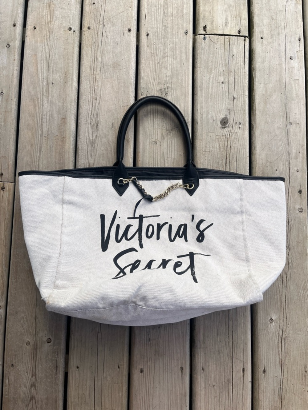 VICTORIA'S SECRET TOTE BAG Black Script LIMITED EDITION